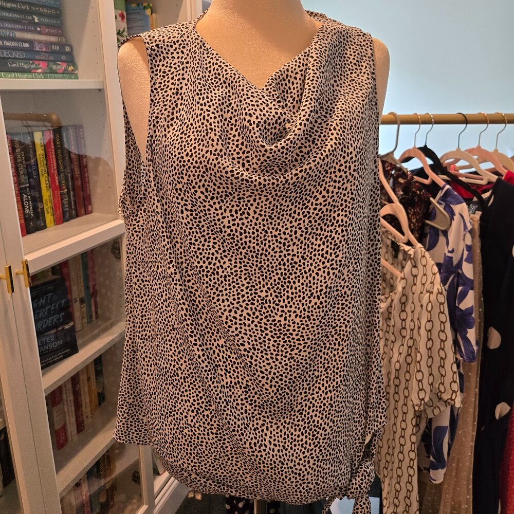 Worthington Black & White Sleeveless Polka Dot Blouse - XXL